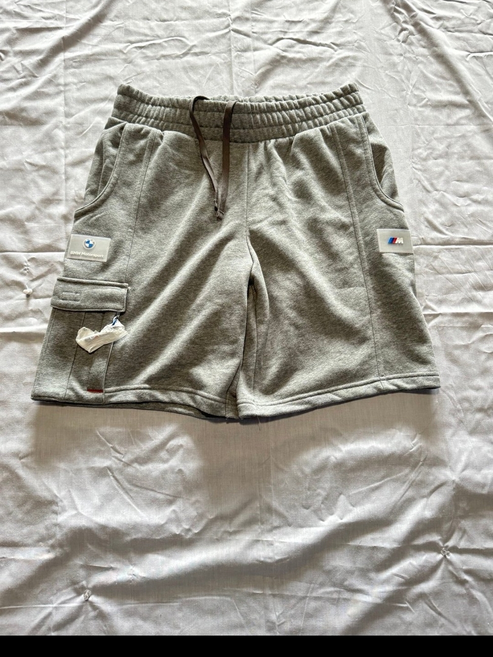 BMW Men's Gray Cargo Sweat Shorts with M Badge